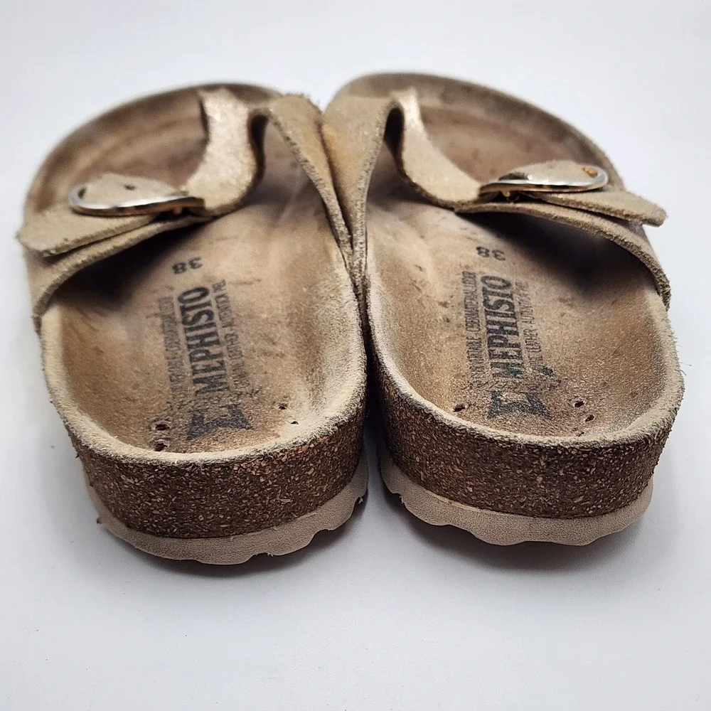 Mephisto‎ Helen Sandals Women's Size 38 US Size 8 Metallic Gold Buckle